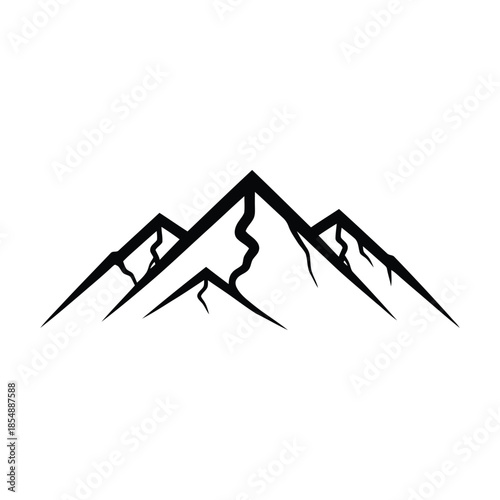 Minimalist mountain range peaks vector, modern geometric nature landscape silhouette.