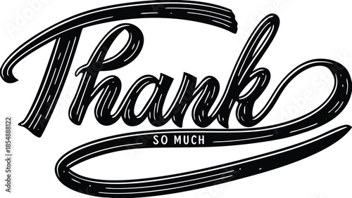 Vector illustration of a stylized thank you message with elegant script and abstract design elements