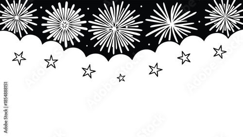 Vector illustration of a vibrant festive celebration with fireworks explosion in a starry night sky