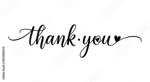 Elegant calligraphy displaying the phrase thank you with a small heart embellishment simple and refined