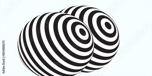 A sphere, centered in the image, is composed of alternating black and white horizontal stripes