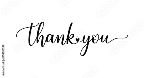 Elegant black calligraphy script displaying the words thank you on a plain white background