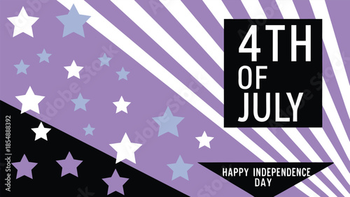 Create a vector illustration of a festive 4th of July banner with stars and stripes