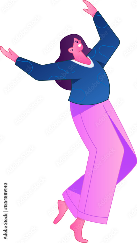 Fototapeta premium Vector flat gradient illustration depicting a confident standing posture and body movements. 