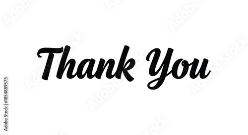 A simple white background showcases elegant black cursive lettering that expresses gratitude with the words thank you