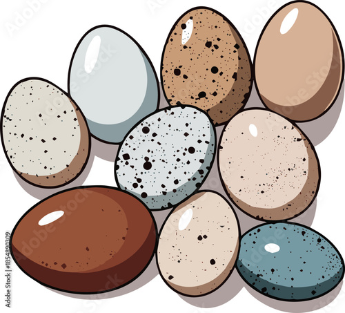 Isolated a kinds of different Realistic illustration of group of eggs vector art with white background.