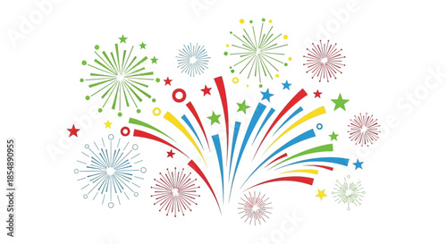 A vibrant display of colorful fireworks illuminates a dark background creating a festive and celebratory scene