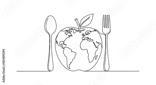 Nourishing the earth: a conceptual illustration of global food and sustainable eating isolated on transparent background, Vector