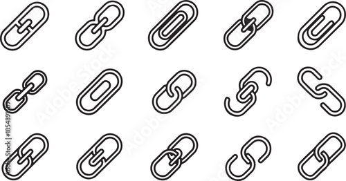 Chain Link Connection Icon set for Hyperlink and Security