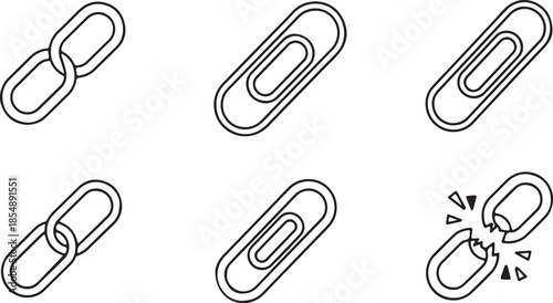 Chain Link Connection Icon set for Hyperlink and Security