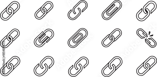 Chain Link Connection Icon set for Hyperlink and Security