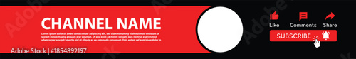 Modern Red and Black Channel Banner Template