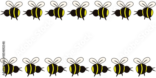 Summer Frame. Vector cute bee Frame with copy space for text. Perfect web banner Summer background. Funny Frame for child room decor EPS 10