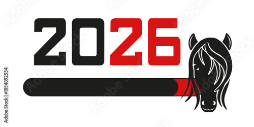 2026 coming vector banner. Vector Chinese New Year 2026 number with power line and zodiac animal. 2026 start concept isolated transparent background. EPS 10