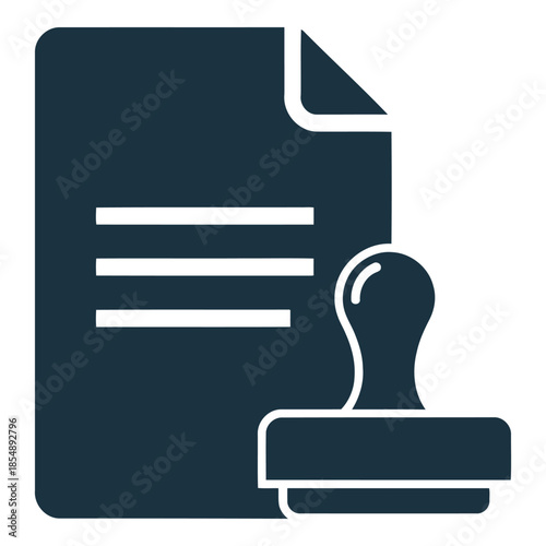 Icon of a document with a stamp on isolated for approval or verification