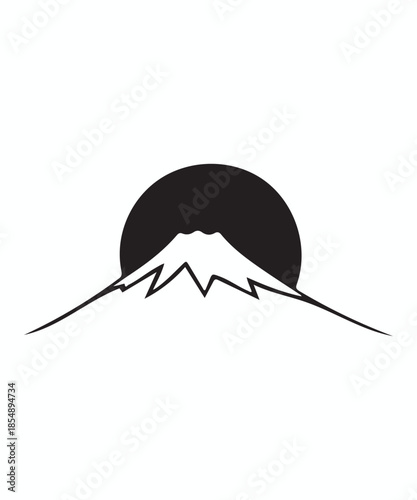Minimal Mount Fuji Logo with Rising Sun for Travel and Outdoor Branding