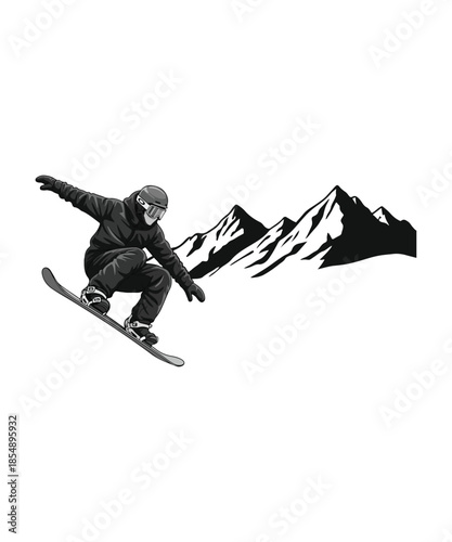 Ski Shop Illustration for T-Shirt Design