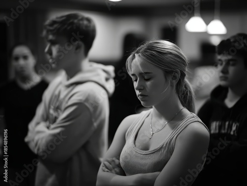 Group of young people experiencing emotional stress and tension