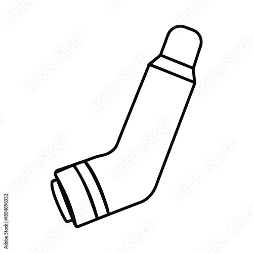 Asthma inhaler line art medical respiratory treatment device for patient care on white background Vector illustration