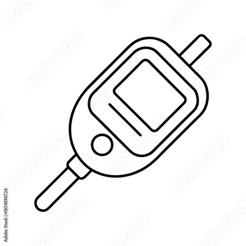 Blood glucose meter glucometer line art medical diabetes testing device on white background Vector illustration
