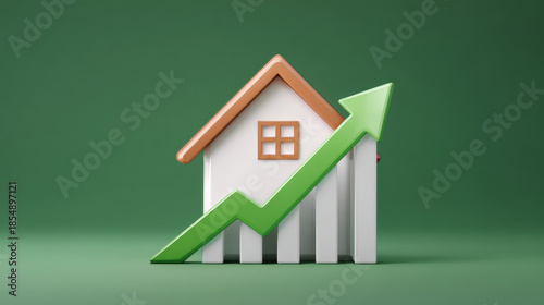 House chart growth house real estate property market value rising investment green arrow upward trend