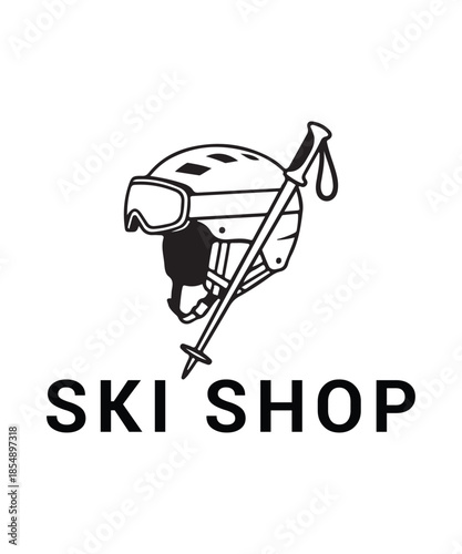Ski Shop Illustration for T-Shirt Design