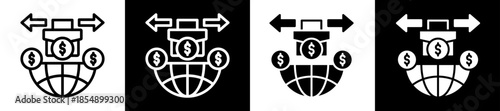 Business Trade Icon Set In Black And White Filled Style Collection 