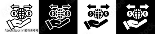 Trade Service Icon Set In Black And White Filled Style Collection 