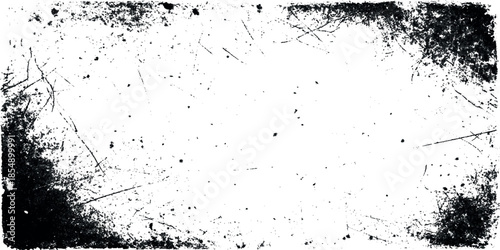 A distressed weathered and grunge textured white background with dark smudged edges and scattered imperfections