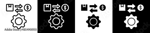 Trade Management Icon Set In Black And White Filled Style Collection 