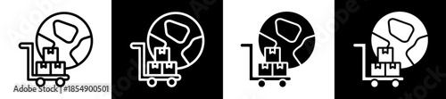 Global Supply Icon Set In Black And White Filled Style Collection 