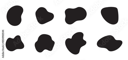 A vector set of Black Blob shapes. Simple liquid blobs form a creative minimal bubble stone vector set.