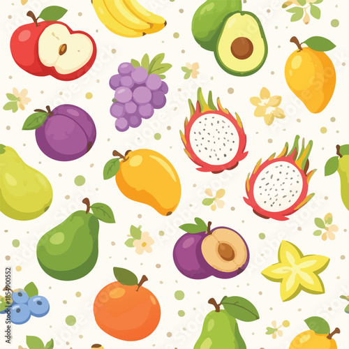 Mixed_Exotic_Fruits_Summer_Flat_Pattern