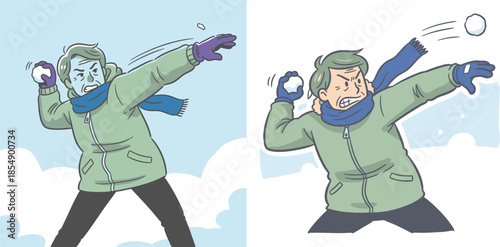 Man throwing a snowball in the snow