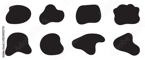 Collection of black organic blob shapes in various forms and abstract vector illustration