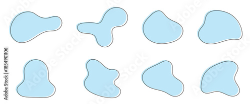 Organic shape round form set. Liquid organic blob. Abstract organic blob shapes vector irregular figures isolated on transparent background. Black cube drops. Various shapes of irregular blobs