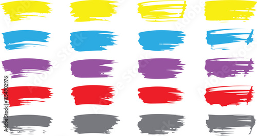 A collection of colorful hand painted textured brush strokes in a symmetrical grid pattern