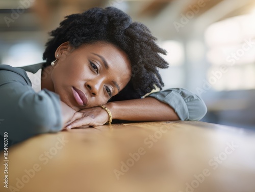 Tired office employee experiencing emotional exhaustion at work