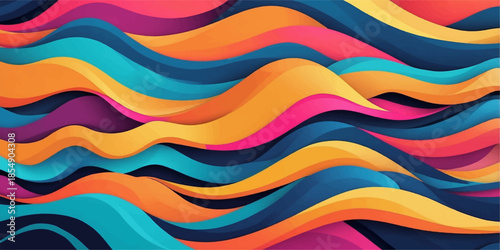 Colorful layered wave design expressing movement, creativity, and modern abstract aesthetics