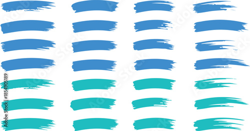 A beautiful selection of blue and turquoise hand painted brush strokes with varied textures