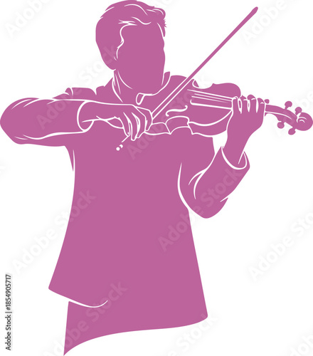 Silhouette of a man playing the violin with a bow