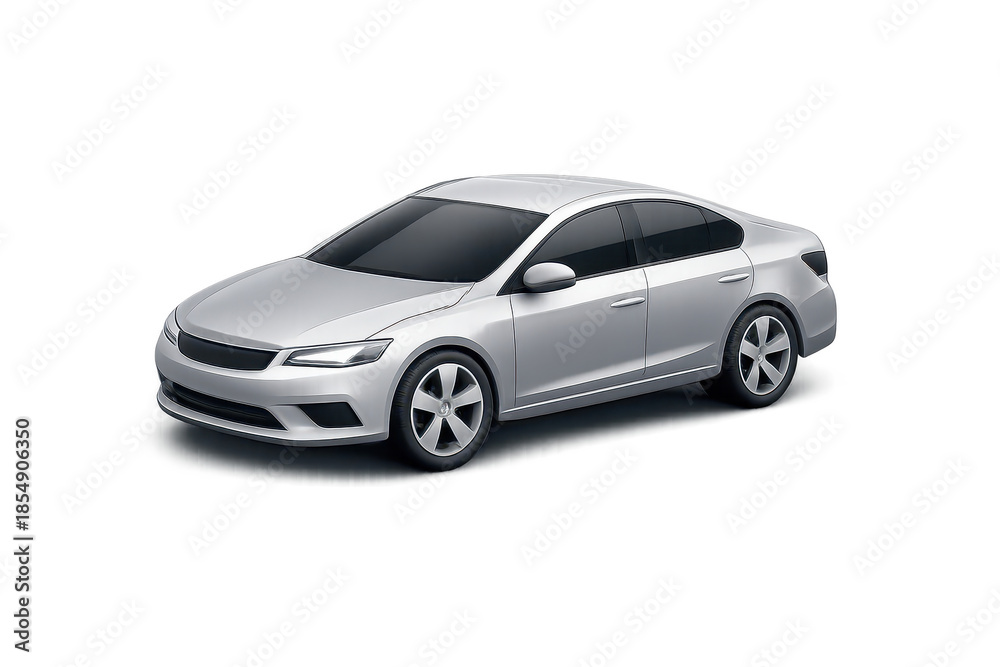 Obraz premium Silver Sedan Car Automobile on transparent background isolated cutout