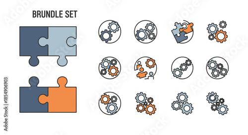 Bundle Set of Puzzle Pieces and Gears.