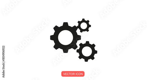 Black Cogwheels Gears Mechanism Parts System.