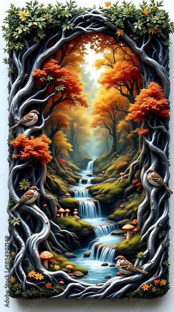 Obraz premium Waterfall wall decor background