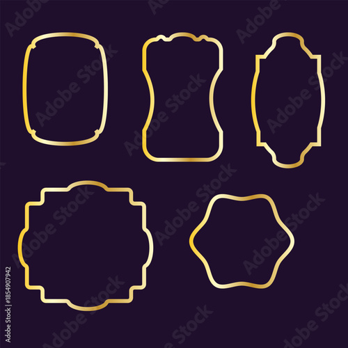 Luxury golden frame for text, labels, line simple border, vintage vector flat