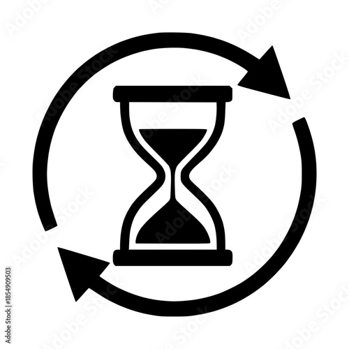 hourglass with circular arrows, time cycle concept