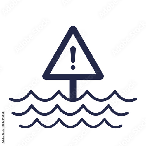 Warning sign.Flooded area symbol on white background.Vector.