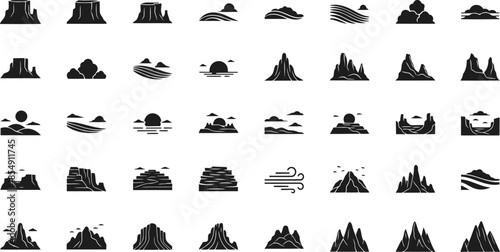 Modern mountain range icons