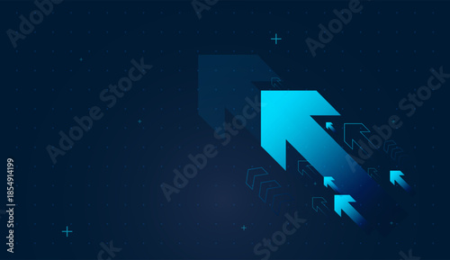 Group of Growing up backward arrows elements for Finance and business abstract background concepts. bold blue arrows pointing back upward
